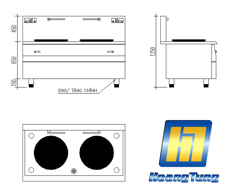 Kích thước cơ bản của Bếp từ đổi công nghiệp