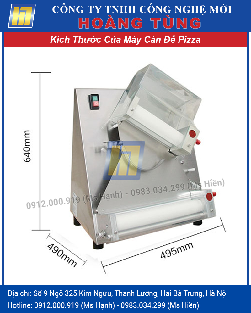 Hình dáng và Kích Thước của Máy Cán Đế Pizza