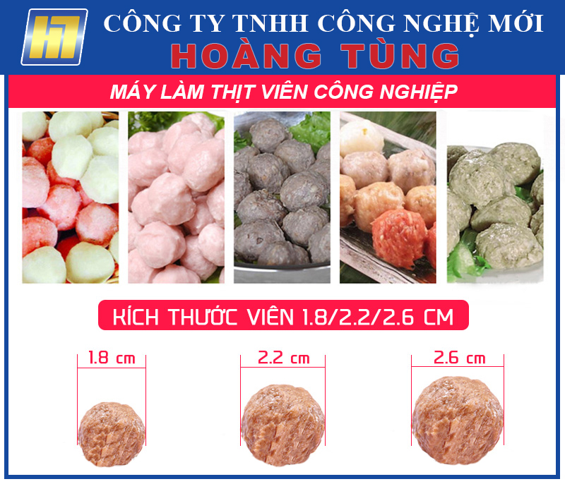 Máy chỉnh được 3 kích cỡ của viên thịt