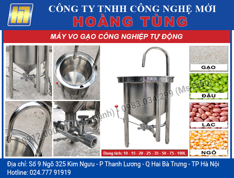 Máy Vo Gạo Tự Động Công Nghiệp Hoàng Tùng